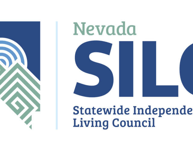 NV SILC logo is the shape of the State of Nevada with the sun rising between two mountain tops in blues and greens.